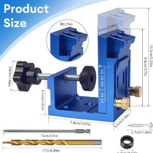 Pocket Hole Jig Kit - Adjustable Angle Drill Guide Tools for Doweling Maker, Woodworking Carpentry Adapter, Wood Dowel Jig w/Screws & Stop Collars - Image 3