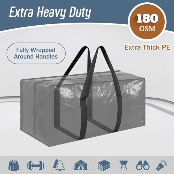 6 Pack Extra Heavy Duty Large Moving Bags with Strong Zipper & Comfortable Handles, Sturdy & Durable Clothes Storage Bags Totes Bins, Packing Moving Boxes for College Supplies, Black 3 71CtNd5MsUL. AC SL1500