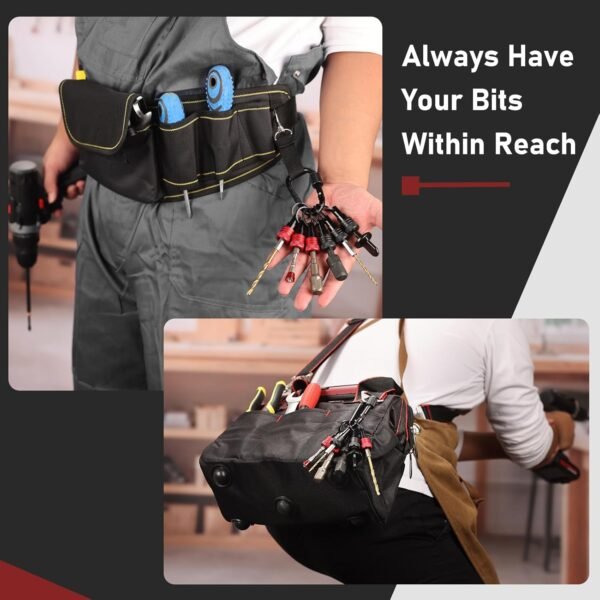 Enhanced Non-Slip Upgrade Bit Holder 6pc, 1/4 Drill Bit Holder Key Chain, Bit Holder for Impact Driver, Quick-Change for Drill Bits & Screwdriver & Drill Bit Extension, Includes Portable Carabiner 8 71EzXOLUo8L. AC SL1500