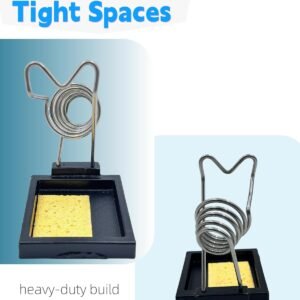 Heavy Duty Soldering Iron Stand with Cast Iron Base – Stable Square Design, Threaded Spring Holder with Cleaning Sponge – Soldering Tool for Crafts, Metalwork, Glass Art - Image 6