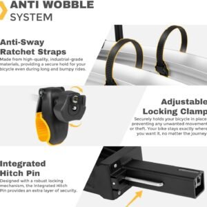 2 Bike Rack Hitch Mount, 200 lbs Electric Bicycle Carrier Rack Platform Style for Cars Trucks SUVs Minivans, fits MTB Gravel Road Bike with Up to 5-inch Fat Tire Carrier Rack - 2" Hitch Receiver 13 2 Bike Rack Hitch Mount, 200 lbs Electric Bicycle Carrier Rack Platform Style for Cars Trucks SUVs Minivans, fits MTB Gravel Road Bike with Up to 5-inch Fat Tire Carrier Rack - 2" Hitch Receiver - Image 4