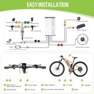 BAFANG Ebike Conversion Kit 48V750W Rear Hub Motor -G0900 Electric Bike Kit with LCD Display &Ebike Battery&PAS Sensor for 26"/27.5"/700C Mountain/City/Road Bikes (135-142mm Dropout) - Image 6