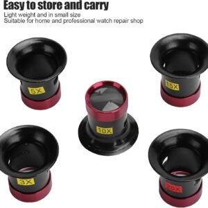 Watch Loupe, 5pcs Magnifying GlassWatch Repair, Aluminum Watch Jewelry Experimental Repair Tool for Tfor Watchmakers Inspection Metal Jeweler Textile Circuit (3X 5X 10X 15X 20X) - Image 10