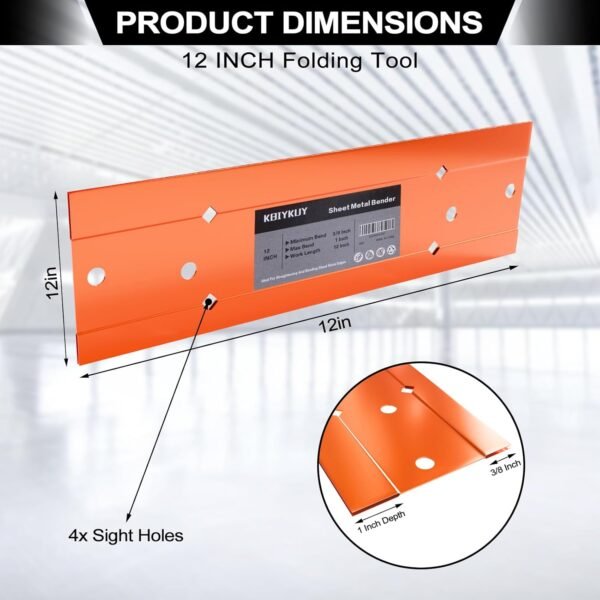 Sheet Metal Bender Folding Tool, 12 Inch Hand Seamer for HVAC Ductwork, Roofing & Metal Panels, 3/8" & 1" Fold Depth, Heavy Duty Steel Brake with High-Visibility Orange Finish 3 71H31s7y7HL. AC SL1500