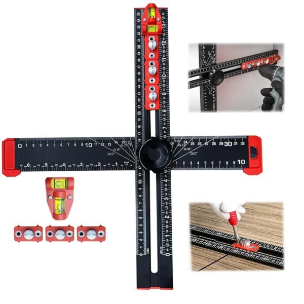 4-in-1 Drilling Ruler, Adjustable 14 inches/35 cm Multi-Function T-Square, Woodworking Marking Tool, Cabinet Hole Drilling Template for Precise Drilling Angle Measurement and Marking 2 71IncCuUtHL. SL1500