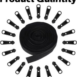 YBEATY Coil Zippers Nylon DIY Sewing Tailor Craft Tape Roll Replacement with 20 pcs Zipper Sliders for Bag Luggage Garment Dress Home Sofa Pillow Textile (Black) 15 YBEATY Coil Zippers Nylon DIY Sewing Tailor Craft Tape Roll Replacement with 20 pcs Zipper Sliders for Bag Luggage Garment Dress Home Sofa Pillow Textile (Black) - Image 7