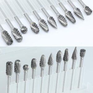 10 Pcs Carbide Burr Set 1/8" Shank Compatible with Dremel Bits Rotary Tools Attachment Kit Rasp Drill File Accessories Metal Wood Stone Steel Grinding Carving Cutting Polishing Engraving - Image 9
