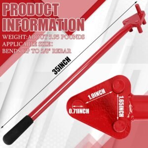 Tondiamo Rebar Bender Manual Hand Operated to 5/8" Bar Reverse Head, Bending Machine Manual Rebar Bender Metal Bending Tools for Flat Steel and Steel Rod, Red 10 Tondiamo Rebar Bender Manual Hand Operated to 5/8" Bar Reverse Head, Bending Machine Manual Rebar Bender Metal Bending Tools for Flat Steel and Steel Rod, Red - Image 3