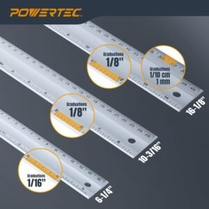 POWERTEC L Square 3pc, Try Square, 90 Degree Measuring Tools w/Bubble Levels, Machinist Square for Router Fence, Table Saw Blade, Woodworking, Carpentry Work, Frame Work (80005) - Image 4