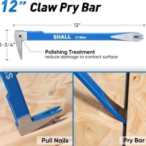 SHALL 4-Piece Pry Bar Set, 12-Inch Cats Paw Nail Puller, 10-Inch & 7.5-Inch Flat Claw Pry Bars, 8-Inch End Cutting Pliers, Utility Wonder Crowbar, Nail Remover Tool for Baseboard, Floor, Nails Removal 13 SHALL 4-Piece Pry Bar Set, 12-Inch Cats Paw Nail Puller, 10-Inch & 7.5-Inch Flat Claw Pry Bars, 8-Inch End Cutting Pliers, Utility Wonder Crowbar, Nail Remover Tool for Baseboard, Floor, Nails Removal - Image 5