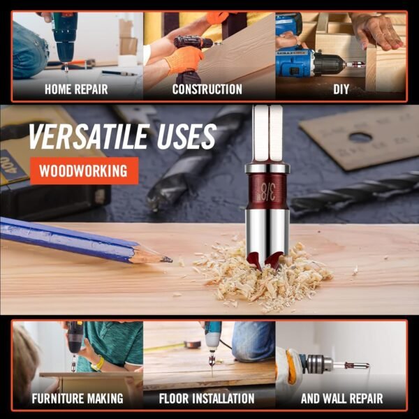 5Pcs Countersink Drill Bit Set, Premium Drill Bit with 82-Degree, 5 Flutes, Quick-Change Hex Shank, 1/4 Inch to 3/4 Inch Size, Counter Sink Bits for Wood, Metal, Plastic 7 71K67o GNXL. SL1500