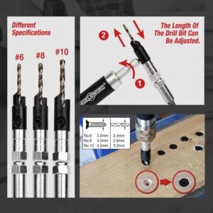 ANGELSWORD Countersink Drill Bit Set with Flip Drive for Wood, #6, #8, #10 Drill Flip Drive Complete Unit Set, 4 Pack 14 ANGELSWORD Countersink Drill Bit Set with Flip Drive for Wood, #6, #8, #10 Drill Flip Drive Complete Unit Set, 4 Pack - Image 6