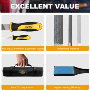 19PCS Metal & Rasp File Set with Tool Bag, Includes Flat/Half-Round/Round/Triangle steel file, Half-Round wood file, 4 Way File and 12pcs Needle Files, Work for Metal, Wood and more 13 19PCS Metal & Rasp File Set with Tool Bag, Includes Flat/Half-Round/Round/Triangle steel file, Half-Round wood file, 4 Way File and 12pcs Needle Files, Work for Metal, Wood and more - Image 6
