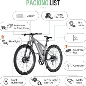 BAFANG 48V 500W Front Hub Motor - Ebike Conversion Kit for 20"/26"/700C(29er Compatible) Front Wheel Electric Bike Conversion kit with Battery& Display Options | Hub Motor Kit for Mountain/City Bikes - Image 8