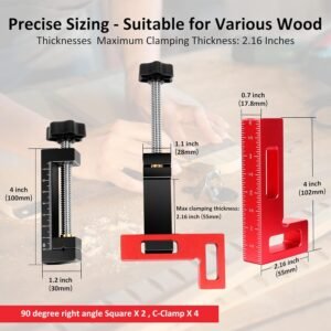 Corner Clamps for Woodworking - Durable & Versatile 90 Degree Right Angle Clamps, 2 Pack 2" x 4" Aluminum Positioning Squares with 4 C-Clamps for Cabinets, Frames, and Drawers 14 Corner Clamps for Woodworking - Durable & Versatile 90 Degree Right Angle Clamps, 2 Pack 2" x 4" Aluminum Positioning Squares with 4 C-Clamps for Cabinets, Frames, and Drawers - Image 6