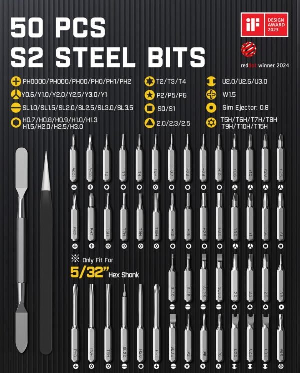 Fanttik E1 Max Electric Screwdriver, Mini Precision Screwdriver Set, 50 Magnetic Bits, Magnetic Storage, 5/32‘’Hex, Repair Tool Kit for Electronics Phone Camera Laptop Watch (Grey) 7 71Lq4K8HtDL. AC SL1500
