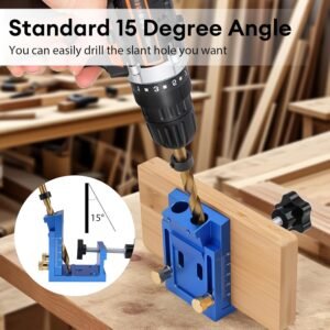 Pocket Hole Jig Kit - Adjustable Angle Drill Guide Tools for Doweling Maker, Woodworking Carpentry Adapter, Wood Dowel Jig w/Screws & Stop Collars - Image 4