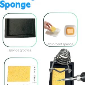Heavy Duty Soldering Iron Stand with Cast Iron Base – Stable Square Design, Threaded Spring Holder with Cleaning Sponge – Soldering Tool for Crafts, Metalwork, Glass Art - Image 3