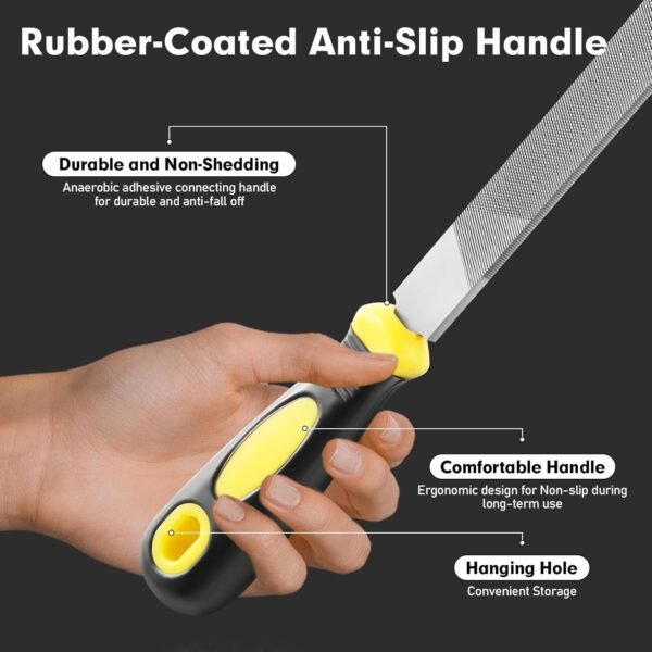 8 Inch Flat Hand Metal File, Metal Files for Steel with Ergonomic Handle, Durable High Carbon Steel Files Tools for Metal Wood and Stone Trimming, Shaping, Bastard File with Uniform Teeth 4 71N6xdX2b8L. SL1500