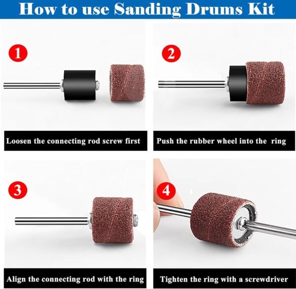 Tnisesm 552Pcs Aluminum Oxide Sanding Drum Set,Including 525 Pieces 80 120 150 240 320 400 600 Grit Drum Sander Sanding Sleeves and 24 Pieces Drum Mandrels for Dremel Rotary Tool,Sanding Drums 4 71OfwhFP02L. AC SL1500