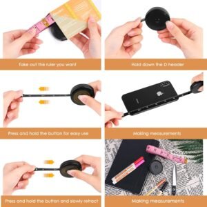 iBayam 2 Pack Tape Measure Measuring Tape for Body Fabric Sewing Tailor Cloth Knitting Vinyl Home Craft Measurements, 60-Inch Soft Fashion Pink & Retractable Black Double Scales Rulers for Body Weight - Image 6