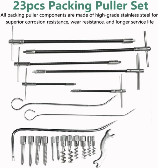 23PCS Packing Extractor Set, Easy Out Screw Extractor Set, Packing Puller Flexible Shaft Corkscrew Tool Kit, Valve Packing Removal Tool with Toolbox 7 71QkdjiThtL. AC SL1500