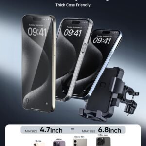 Bike Phone Holder Mount, Secure Handlebar Phone Mount Holder for Bike and Motorcycle, Suitable for iPhone and 4.5-6.8" Smartphones, Black 12 Bike Phone Holder Mount, Secure Handlebar Phone Mount Holder for Bike and Motorcycle, Suitable for iPhone and 4.5-6.8" Smartphones, Black - Image 5