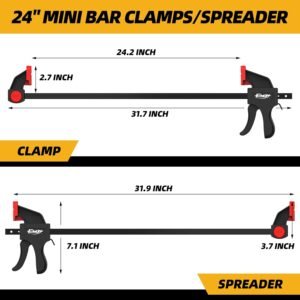 24" Bar Clamps for Woodworking, Medium 170 lbs One-Handed Spreader/Clamp, Light-Duty Quick-Clamp F Wood Clamps Set for Hand Wood Working Crafts Grip Gluing - 2 Pack 12 24" Bar Clamps for Woodworking, Medium 170 lbs One-Handed Spreader/Clamp, Light-Duty Quick-Clamp F Wood Clamps Set for Hand Wood Working Crafts Grip Gluing - 2 Pack - Image 3