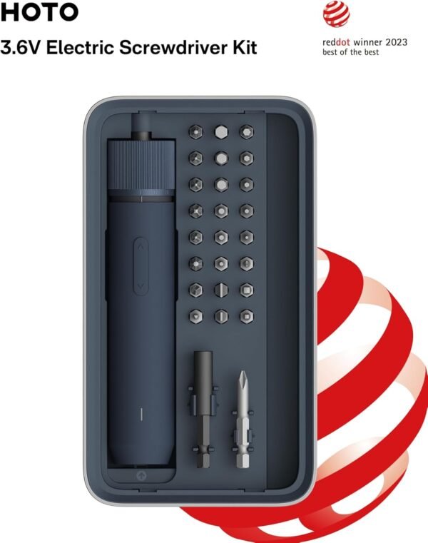HOTO Electric Screwdriver Kit, 25-Piece Upgraded Bit Set, 3.6V Cordless Screwdriver Rechargeable, Magnetic Case Lid, 3 Torque Settings, 1500mAh Battery, LED Light for Furniture/Electrical Repairs 10 71RDUTycDOL. AC SL1500