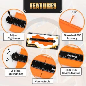 dodowin Connectable Contour Gauge 10+5inch, Mens Fathers Day Gifts for Dad Him Husband,for Adult Men, Super Gauge Outline Shape Tool, Woodworking Tools,Anniversary Birthday Gifts Ideas - Image 5