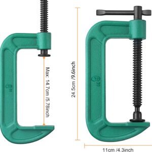 4 Pcs C Clamp Set 6 Inch Heavy Duty G-Clamps Automotive and Wood Working Clamps with Jaw Opening Sliding for DIY Carpentry Woodworking Welding and Building(6 Inch, Green) 10 4 Pcs C Clamp Set 6 Inch Heavy Duty G-Clamps Automotive and Wood Working Clamps with Jaw Opening Sliding for DIY Carpentry Woodworking Welding and Building(6 Inch, Green) - Image 3