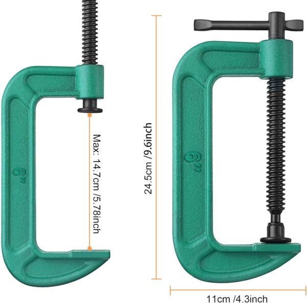 4 Pcs C Clamp Set 6 Inch Heavy Duty G-Clamps Automotive and Wood Working Clamps with Jaw Opening Sliding for DIY Carpentry Woodworking Welding and Building(6 Inch, Green) 3 71U2afZjfjL. AC SL1500