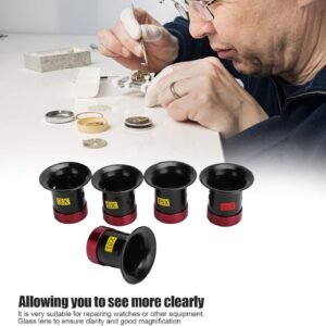 Watch Loupe, 5pcs Magnifying GlassWatch Repair, Aluminum Watch Jewelry Experimental Repair Tool for Tfor Watchmakers Inspection Metal Jeweler Textile Circuit (3X 5X 10X 15X 20X) - Image 4