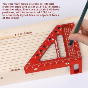 3D Multi-Angle Measuring Ruler -Precision Woodworking 3D Square Protractor 22.5-90 Degree and Miter Triangle Ruler - Aluminum Alloy Drawing Line Ruler for Engineer Carpenter and Craftsmen Red… 12 3D Multi-Angle Measuring Ruler -Precision Woodworking 3D Square Protractor 22.5-90 Degree and Miter Triangle Ruler - Aluminum Alloy Drawing Line Ruler for Engineer Carpenter and Craftsmen Red… - Image 4