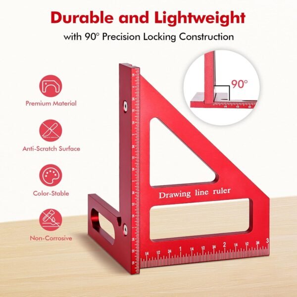 3D Multi-Angle Measuring Ruler, Precision Imperial 45/90 Degree Woodworking Square, Aluminum Alloy Miter Triangle Ruler and Layout Measuring Tool for Engineer, Carpenter, Construction Use 4 71X7RwM FYL. SL1500