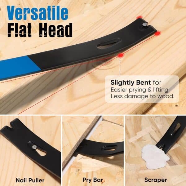 SHALL 4-Piece Flat Pry Bar Set -15" 10" 7.5" 5.5"- Heavy Duty & Mini Nail Puller Crowbar, Utility Claw Bar, Wonder Bar, High-Carbon Steel Flat Bar Tool for Home Remolding & Woodworking 6 71XHz5c91 L. AC SL1500