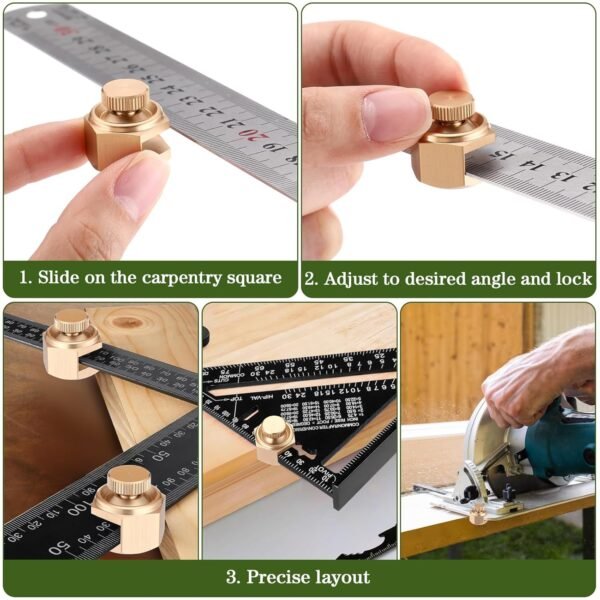 4 Pack Stair/Square Gauge Set for Framing Square, Stair Stringer Layout Tool for Circular Saw, Carpentry Squares and Rafter Layout, Aluminum Alloy Stair Gauge Tool(Gold) 4 71XLhxynTTL. SL1500
