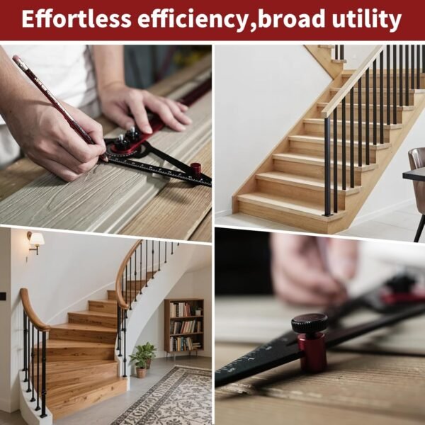 Stair Gauge & Layout Tool - Precision Stair Tread Jig for Measuring and Scribing | Multi-Purpose Carpentry Jig for Stairs, Bookshelves, Floating Shelves and Various DIY Projects (Red-Gray) 7 71Z6zYCmjCL. SL1500