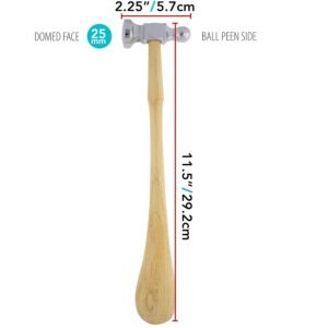 The Beadsmith Two-Sided Chasing Hammer – 11.5 Inches Wooden Handle, 2.25” Steel Head with a 14mm Ball Pein & 25mm Domed Face – Metalwork Tool Used to Add Texture & Dimension to Metalwork 13 The Beadsmith Two-Sided Chasing Hammer – 11.5 Inches Wooden Handle, 2.25” Steel Head with a 14mm Ball Pein & 25mm Domed Face – Metalwork Tool Used to Add Texture & Dimension to Metalwork - Image 5