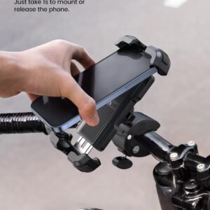 Lamicall Motorcycle Phone Mount, Bike Phone Holder - [Metal Lock] Upgrade Quick Install Handlebar Clip for Bicycle Scooter, Cell Phone Clamp for iPhone 17 16 15 Pro Max, Galaxy, 4.7-6.8" Phones - Image 3
