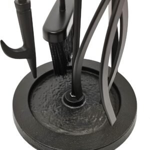Lizh Metalwork 5 Pieces Black Wrought Iron Fireplace Companion Set,Modern Indoor Outdoor Fireplace Accessories Set,Include Tongs, Shovel, Poker,Brush and Cast Iron Base 20 Lizh Metalwork 5 Pieces Black Wrought Iron Fireplace Companion Set,Modern Indoor Outdoor Fireplace Accessories Set,Include Tongs, Shovel, Poker,Brush and Cast Iron Base - Image 10