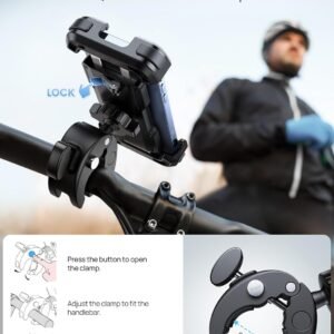 Lamicall Motorcycle Phone Mount, Bike Phone Holder - [Metal Lock] Upgrade Quick Install Handlebar Clip for Bicycle Scooter, Cell Phone Clamp for iPhone 17 16 15 Pro Max, Galaxy, 4.7-6.8" Phones - Image 5