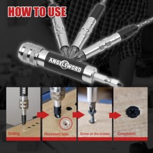 ANGELSWORD Countersink Drill Bit Set with Flip Drive for Wood, #6, #8, #10 Drill Flip Drive Complete Unit Set, 4 Pack 16 ANGELSWORD Countersink Drill Bit Set with Flip Drive for Wood, #6, #8, #10 Drill Flip Drive Complete Unit Set, 4 Pack - Image 8
