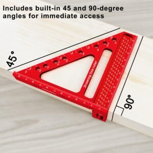 Large Carpenter Square 6.5''x5.79''Protractor Ruler with 3D Multi-Angle Measuring and Scribing Features with Anti-Lost Pin for Accurate Woodworking & Construction - Image 9