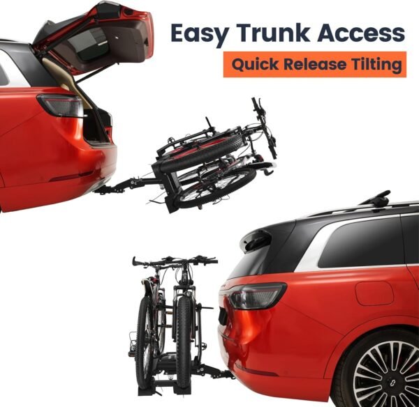 Ebike Rack with Ramp, Hitch Bike Rack for 2 Heavy Ebike, Foldable Tilting Ebike Rack Platform for Cars, SUVs, Trucks, Trailers with 2" Receivers, Max 5" Fat Tire - No Installation Needed 5 71bNhyUMj3L. AC SL1500