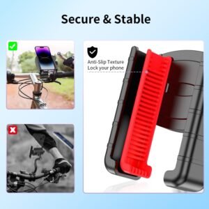 Bike Phone Mount Holder, [Camera Friendly] Motorcycle Phone Mount for Electric Scooter, Mountain, Dirt Bike and Motorcycle - 360° Rotate Suitable for iPhone & Android Smartphones from 4.5-7.0 inches - Image 5