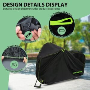 Bike Cover Waterproof Outdoor Storage for 1/2/3 Bikes, Bicycle Cover Rain Sun UV Dust Wind Proof with Storage Bag for Mountain Road Bike/Ebike (210D Black+Green, XL Size for 1 bike) 14 Bike Cover Waterproof Outdoor Storage for 1/2/3 Bikes, Bicycle Cover Rain Sun UV Dust Wind Proof with Storage Bag for Mountain Road Bike/Ebike (210D Black+Green, XL Size for 1 bike) - Image 6