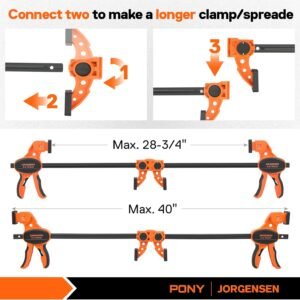 Jorgensen Bar Clamps For Woodworking, 12" 2-Pack One-Handed Clamps/Spreader with Load Limit Indicator, Quick Grip Bar Clamps E-Z Hold F Clamps Set with 300 lbs Load Limit, Medium Duty - Image 6