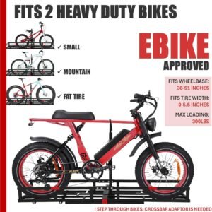 Hitch-Mount Bike Rack for Ebike Heavy-Duty - Comes with Cargo Carrier Fits 2 Electric Fat-Tire Mountain Bicycles Fits 2" Receiver for Car Trailer SUV Truck RV Minivan - Image 4