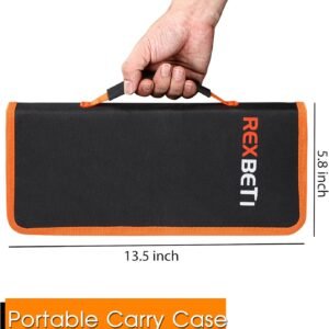 REXBETI 25Pcs Metal File Set, Premium Grade T12 Drop Forged Alloy Steel, Flat/Triangle/Half-round/Round Large File and 12pcs Needle Files with Carry Case, 6pcs Sandpaper, Brush, A Pair Working Gloves 15 REXBETI 25Pcs Metal File Set, Premium Grade T12 Drop Forged Alloy Steel, Flat/Triangle/Half-round/Round Large File and 12pcs Needle Files with Carry Case, 6pcs Sandpaper, Brush, A Pair Working Gloves - Image 6
